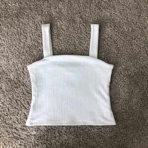 Forever 21 white ribbed square neck cropped tank top size Small